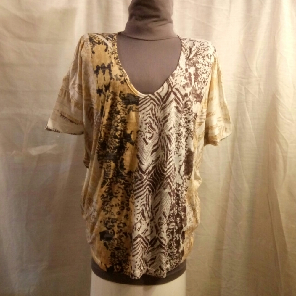 Enti Animal Print Top Sz M